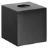 Black | cube-shaped tissue box on a white background.
