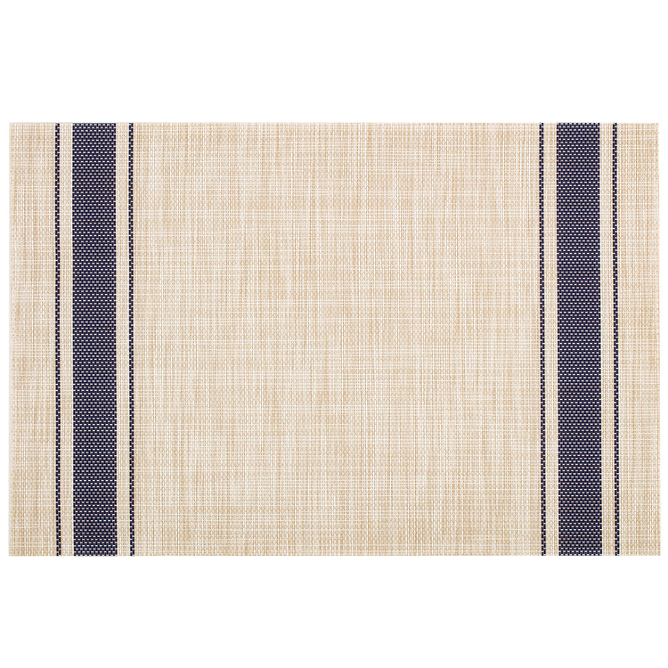 Navy | Set of six Ticking Stripe placemats featuring a classic design with alternating stripes, adding a timeless touch to your restaurant.