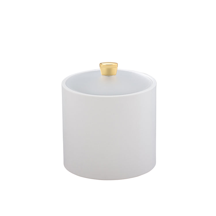 White | Elegant Arc 2qt ice bucket with a gold arc knob and frosted acrylic cover for an upscale touch.