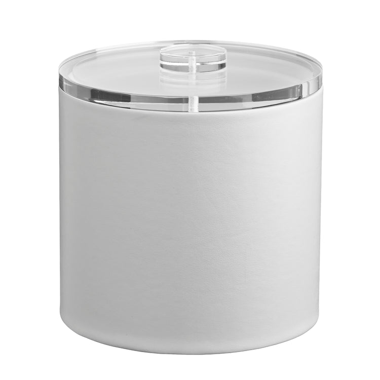 White | Contemporary Plus 3qt Ice Bucket featuring a sleek quartz cover, combining functionality with elegant design.