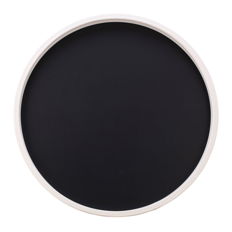 Black with White | Vibrant Rainbow 14" Round Serving Tray with a sleek white rim, perfect for serving appetizers at parties.