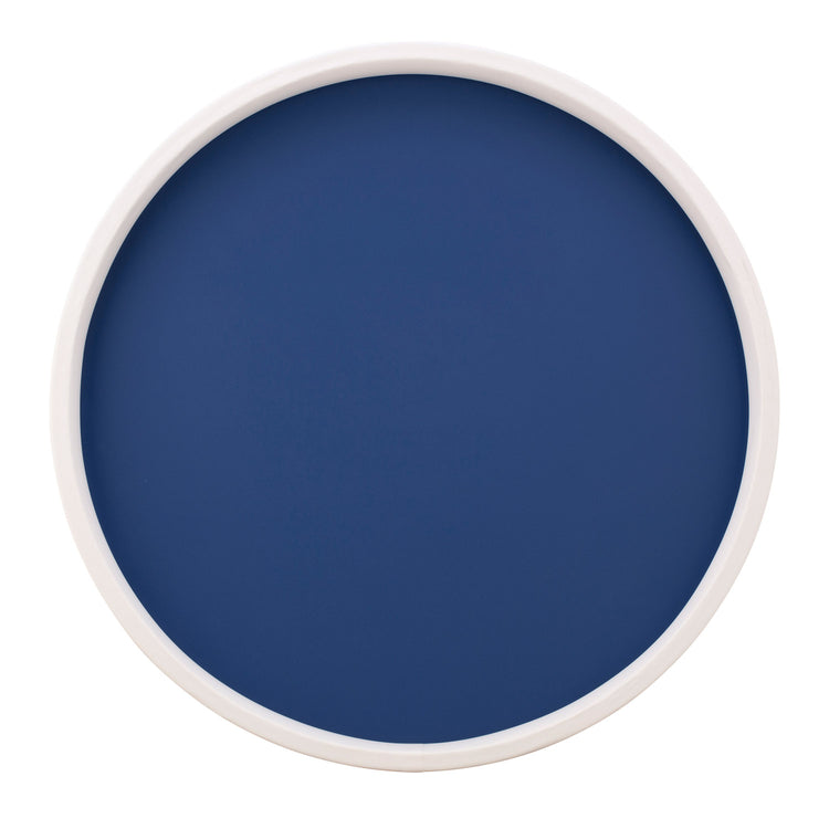 Royal Blue with White | Charming Rainbow 14" Round Serving Tray with a white rim, designed to brighten up any dining experience.