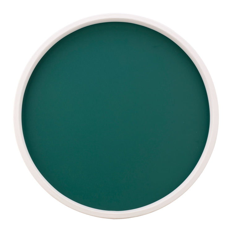 Tropic Green with White | Festive Rainbow 14" Round Serving Tray featuring a clean white border, perfect for colorful food presentations.