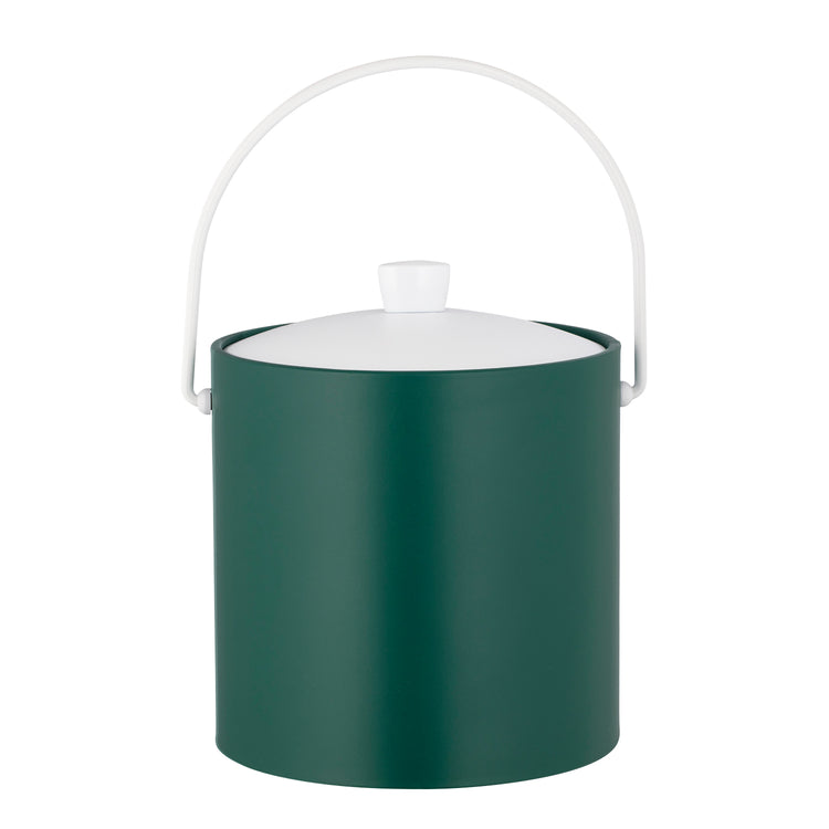 Tropic Green with White | Bright Rainbow 3qt Ice Bucket with a practical white bale handle and white acrylic cover, ideal for outdoor celebrations.