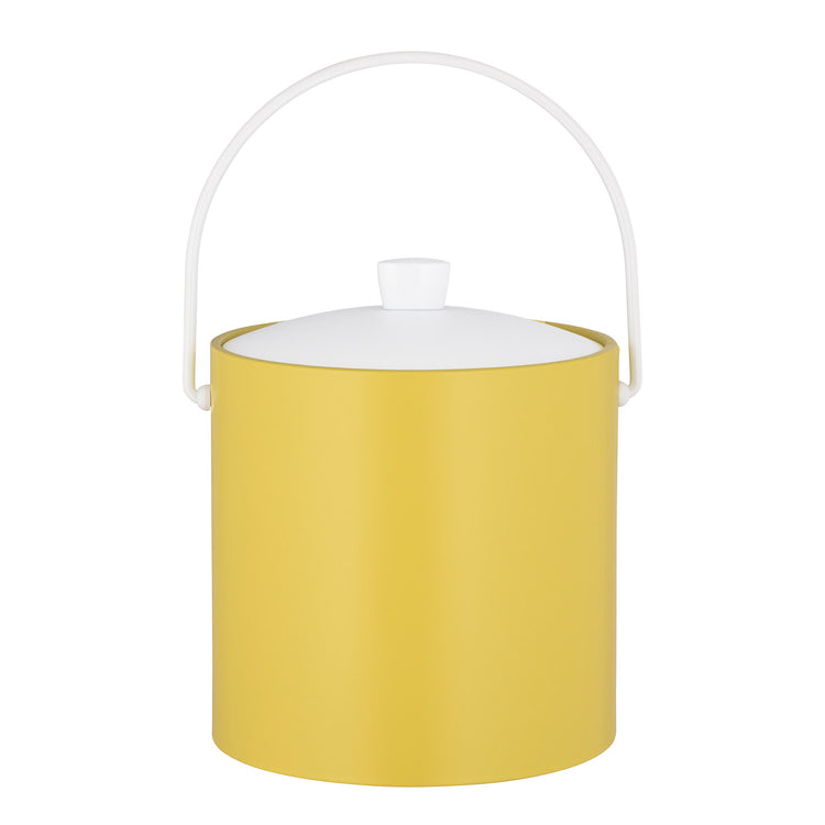 Lemon with White | Elegant Rainbow 3qt Ice Bucket with a white acrylic cover and arc knob, ideal for upscale dining experiences.