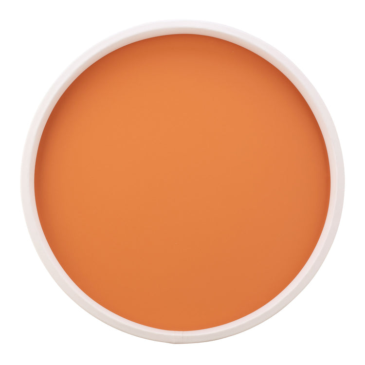 Spice Orange with White | Radiant Rainbow 14" Round Serving Tray with a sophisticated white border, ideal for festive celebrations.