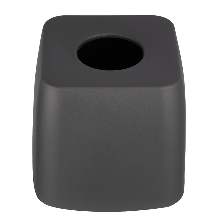 Pewter | Black square tissue box on a white background