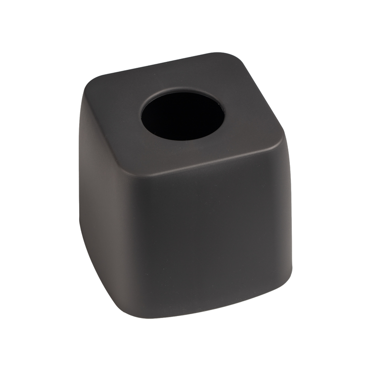 Pewter | Black square-shaped object with a circular hole on a white background