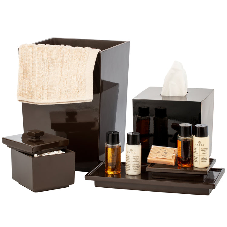 Chocolate | A refined and timeless Hemingway Bath Accessories Set, designed for upscale hospitality spaces.