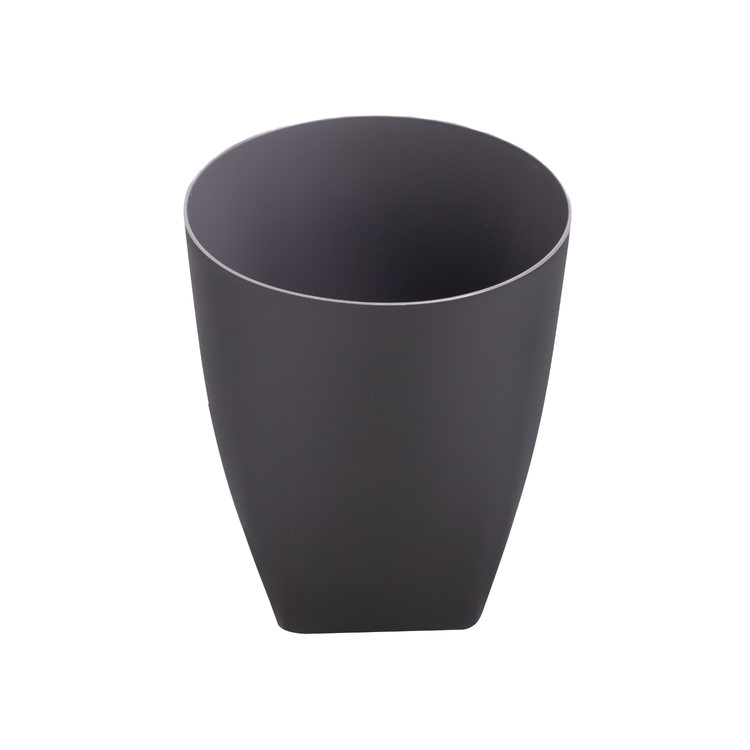 Pewter | cylindrical trash bin on a white background