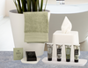 White | Madison bath accessory collection styled on a bathroom vanity.