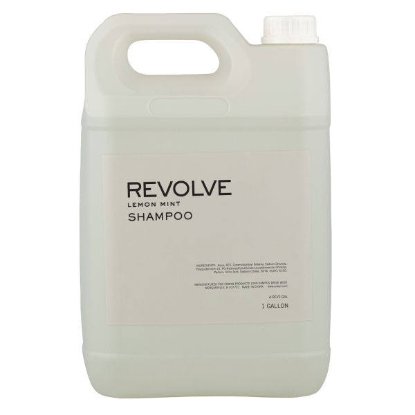 White | Revolve gallon size shampoo bottom on a transparent background.
