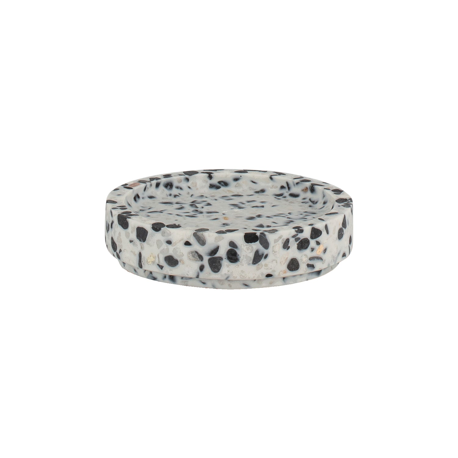 Black | Terrazzo soap dish featuring a speckled design, ideal for adding a stylish touch to your bathroom keeping soap securely in place.