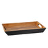 Acacia | Taniya Nayak Design Wooden tray with black base on a white background