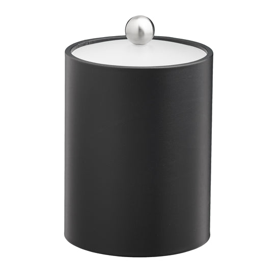 Designer Black | Core Tall Leatherette Ice Bucket in a refined design with acrylic cover and polished brushed stainless Astro knob.