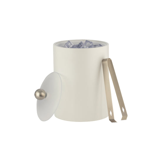 French White | Elegant Core Tall Leatherette Ice Bucket featuring an acrylic lid and brushed stainless Astro knob, perfect for upscale interiors.