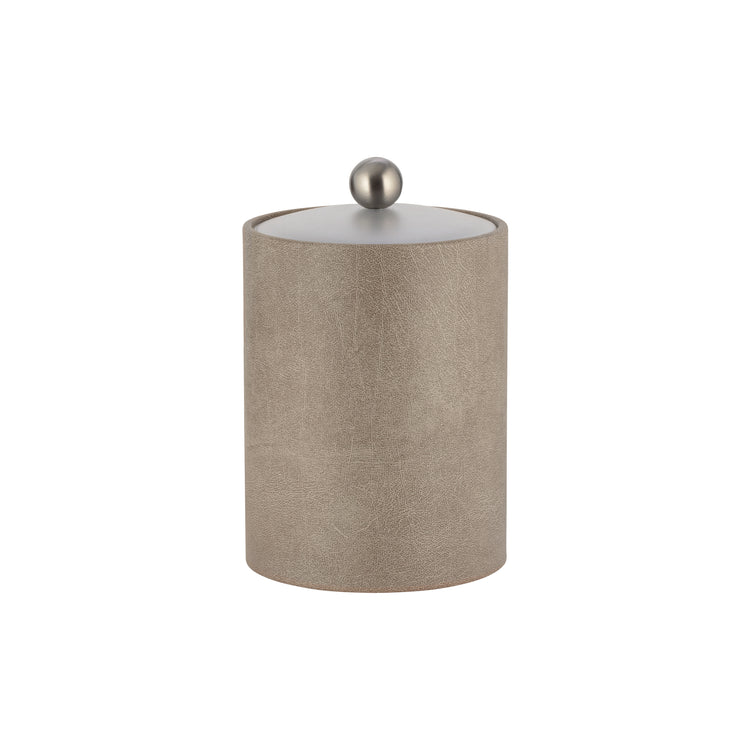 Taupe | Core Tall Leatherette Ice Bucket with acrylic cover and brushed stainless Astro knob, combining style and durability for luxury spaces.