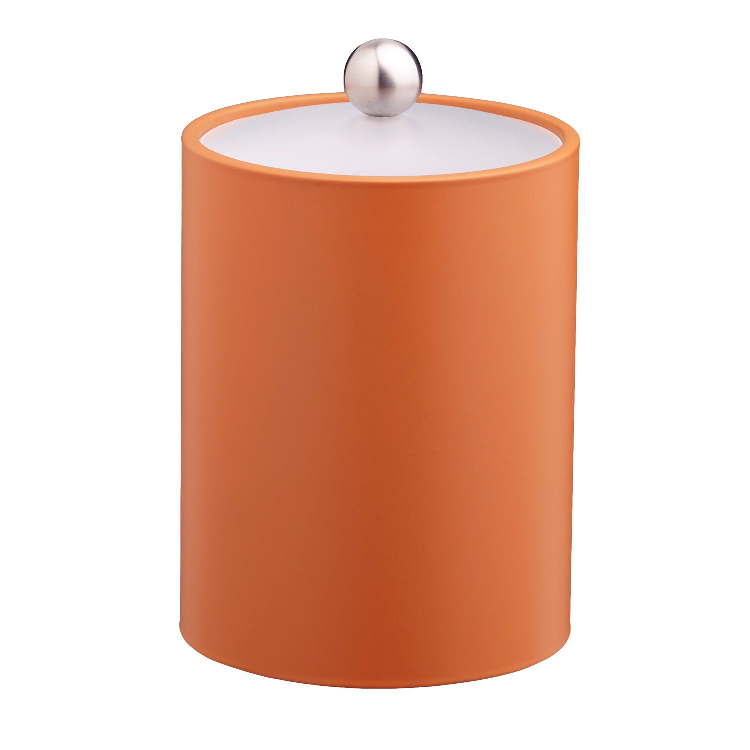 Spice Orange | Core Tall Leatherette Ice Bucket with acrylic cover and brushed stainless Astro knob, adding elegance to hospitality spaces.