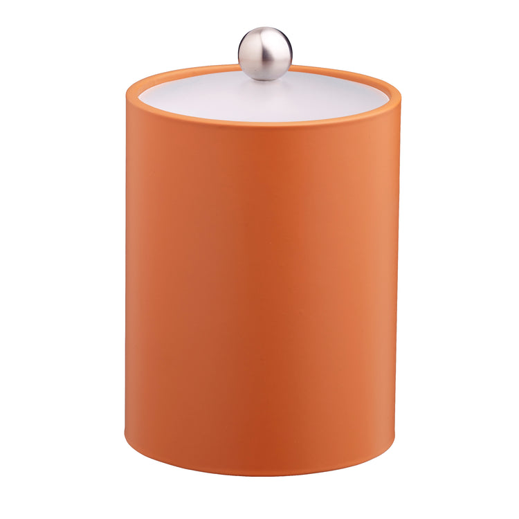 Spice Orange | Core Tall Leatherette Ice Bucket with acrylic cover and brushed stainless Astro knob, adding elegance to hospitality spaces.