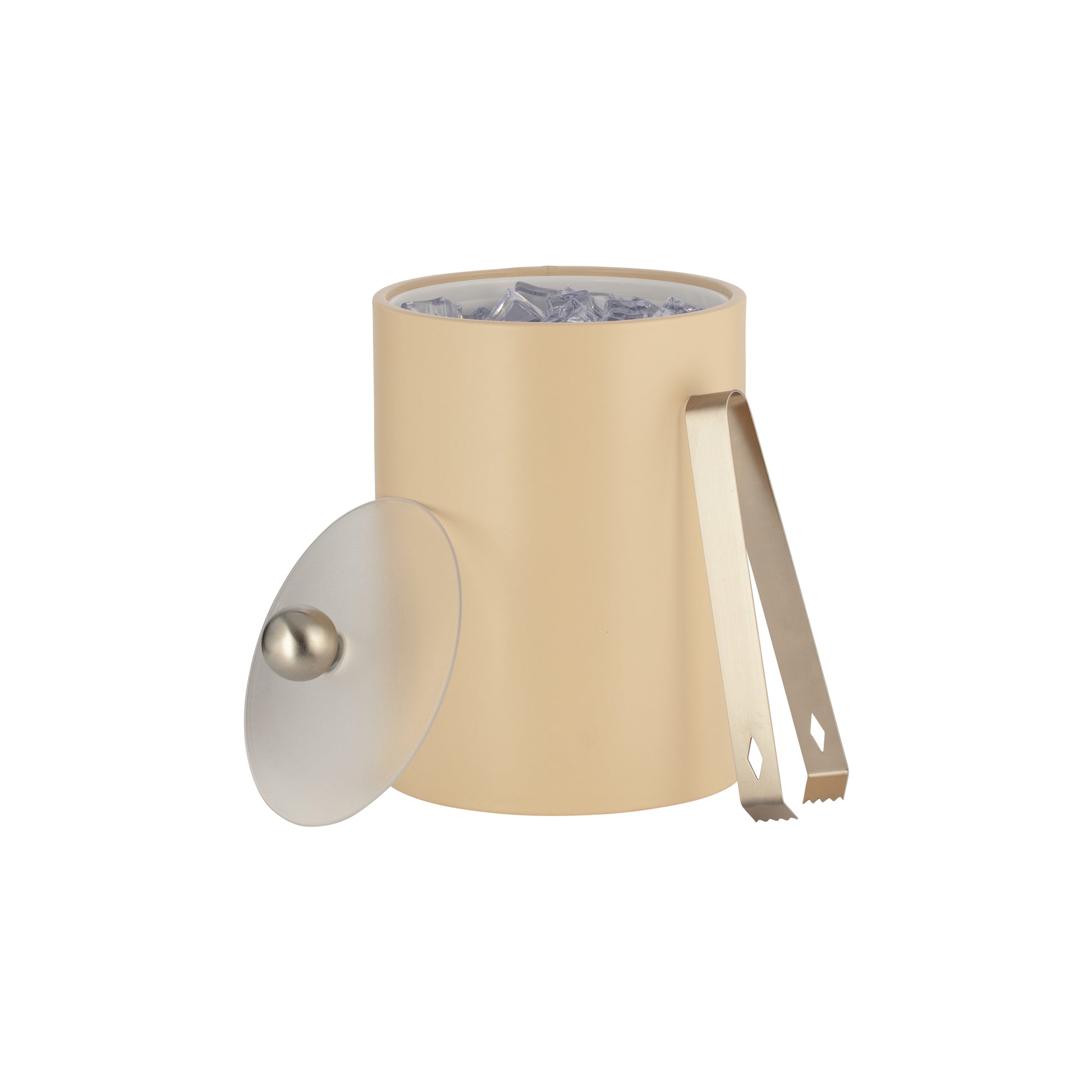 Off White | Stylish Core Tall Leatherette Ice Bucket with acrylic cover and brushed stainless Astro knob, designed to elevate the guestroom experience.