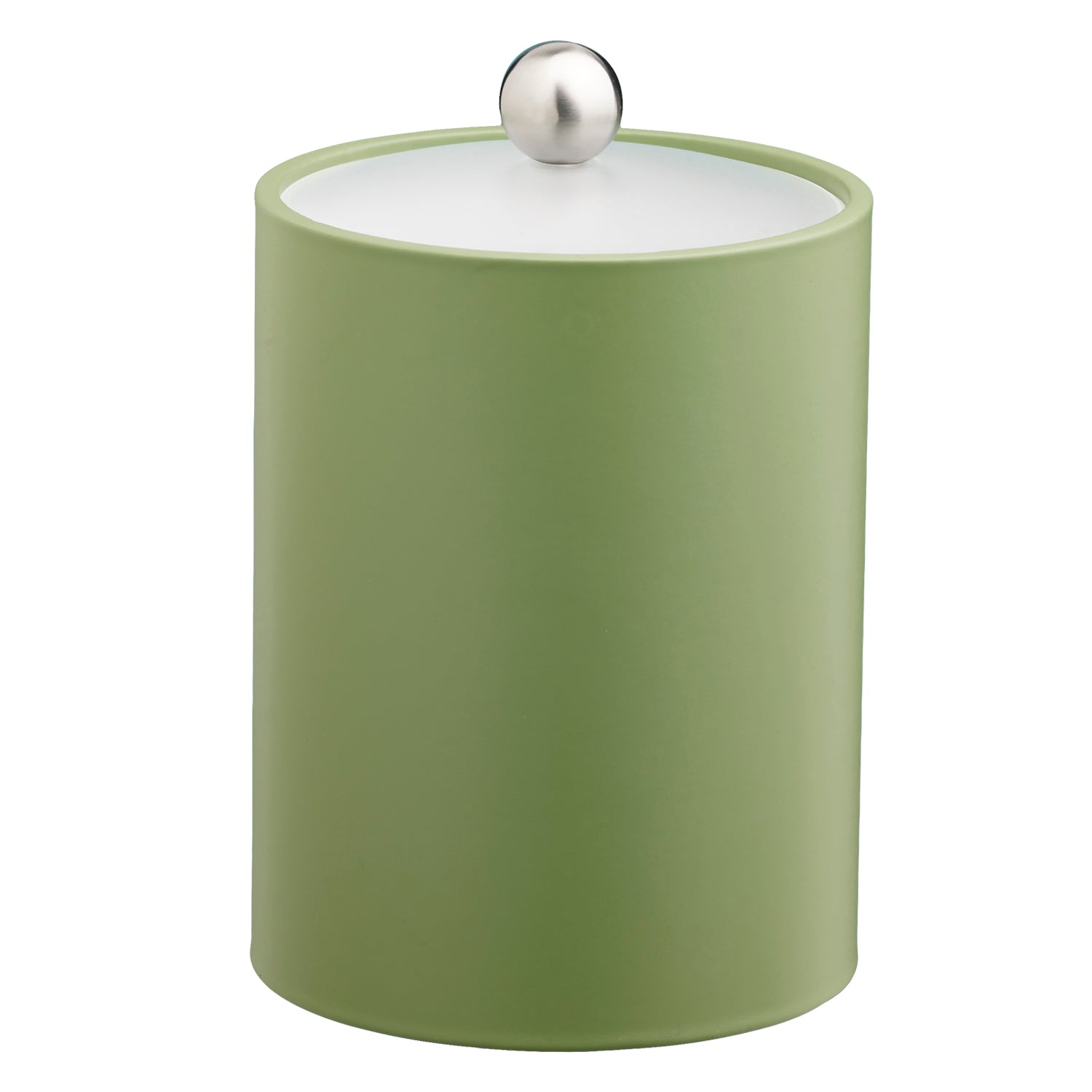 Mist Green | Core Tall Leatherette Ice Bucket with acrylic cover and brushed stainless Astro knob, designed for elegant guestroom service.