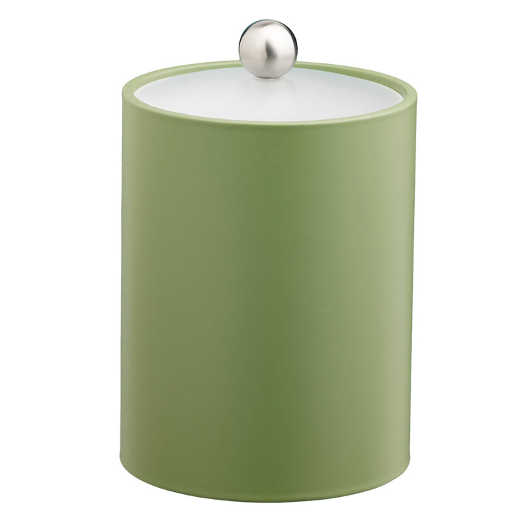 Mist Green | Core Tall Leatherette Ice Bucket with acrylic cover and brushed stainless Astro knob, designed for elegant guestroom service.