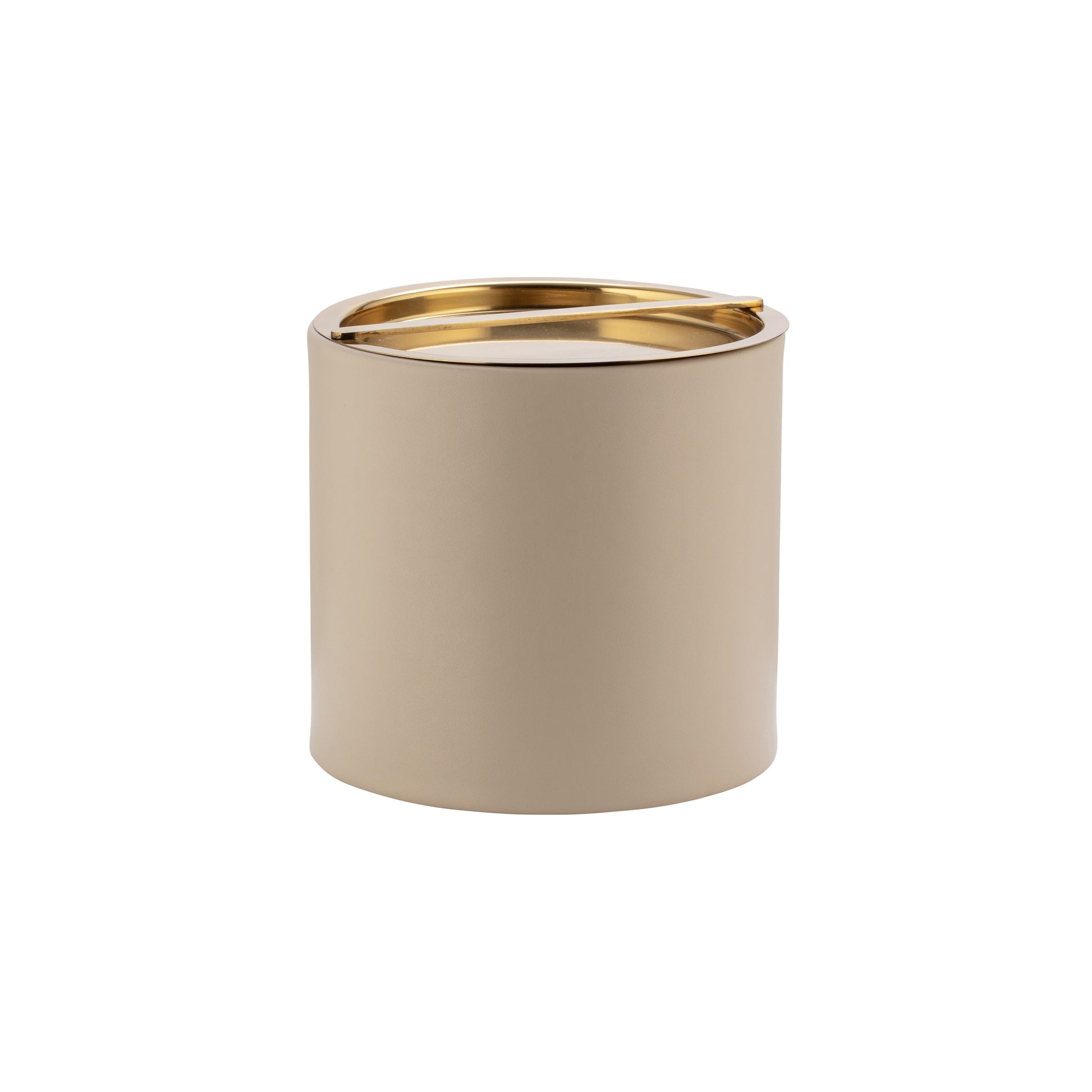 Taupe | Ice bucket with cover on and placed on a white background.