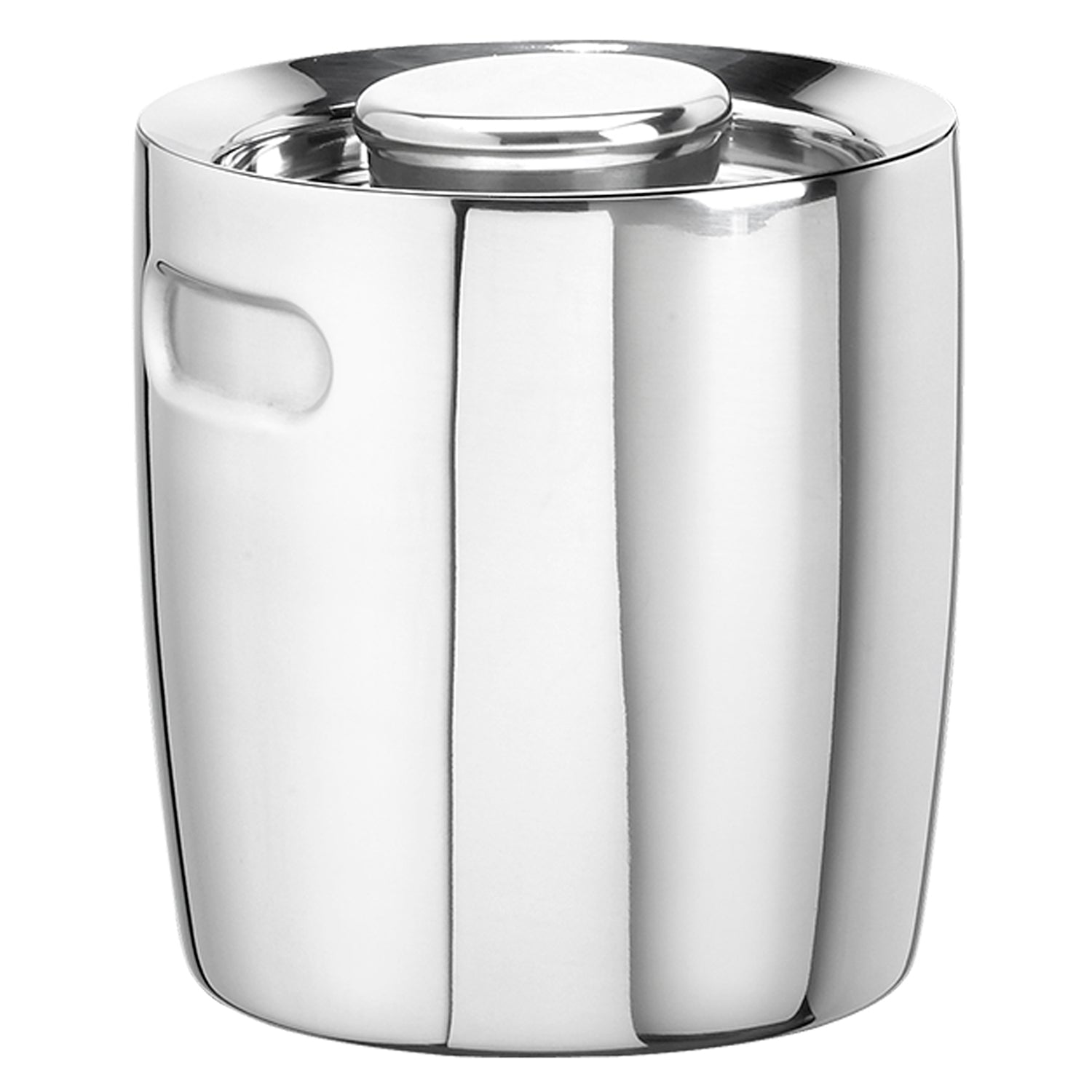 Polished Stainless Steel | Ergo 1.5QT Ice Bucket with no handle displayed on a white background. 