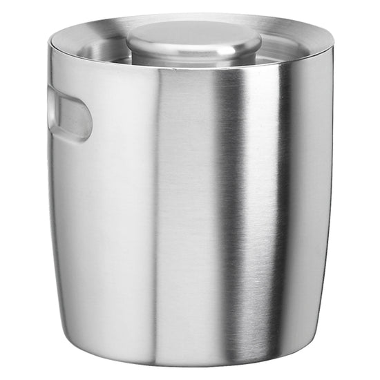 Brushed Stainless Steel | Front view of the ergo 1.5QT ice bucket highlighting its smooth, ergonomic shape. 