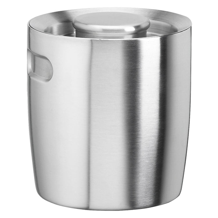 Brushed Stainless Steel | Front view of the ergo 1.5QT ice bucket highlighting its smooth, ergonomic shape. 
