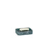 Turquoise | A small rectangular soap dish with a dark teal marbled base and a white scalloped handle, shown on a plain white background. 