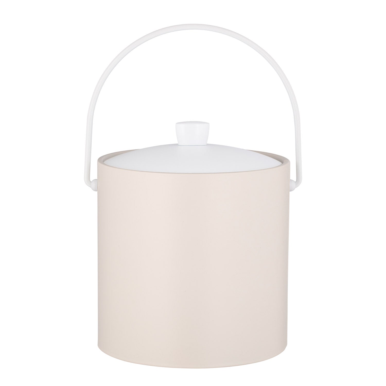 White with White | Colorful Rainbow 3qt Ice Bucket with a stylish white arc knob and a durable acrylic lid, ideal for entertaining guests.