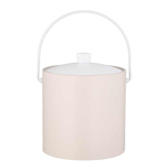 White with White | Colorful Rainbow 3qt Ice Bucket with a stylish white arc knob and a durable acrylic lid, ideal for entertaining guests.