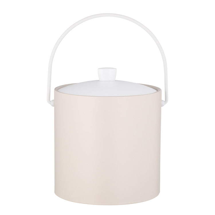 White with White | Colorful Rainbow 3qt Ice Bucket with a stylish white arc knob and a durable acrylic lid, ideal for entertaining guests.