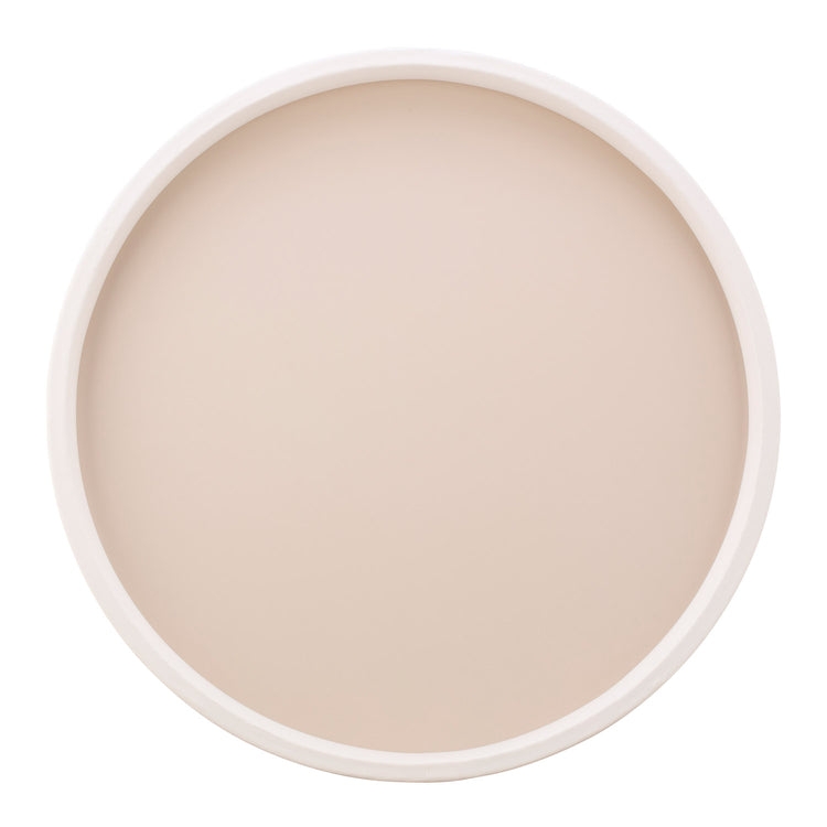 Ivory with White | Eye-catching Rainbow 14" Round Serving Tray with a modern white rim, ideal for casual gatherings and celebrations.