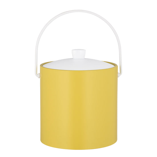 Lemon with White | Elegant Rainbow 3qt Ice Bucket with a white acrylic cover and arc knob, ideal for upscale dining experiences.