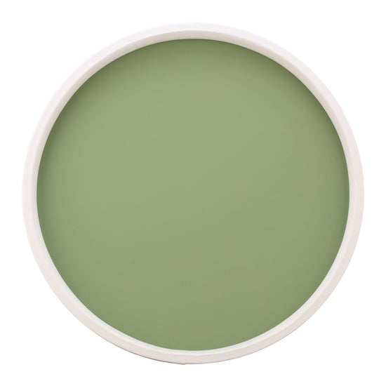 Mist Green with White | Delightful Rainbow 14" Round Serving Tray featuring a white rim, great for serving desserts at birthday parties.