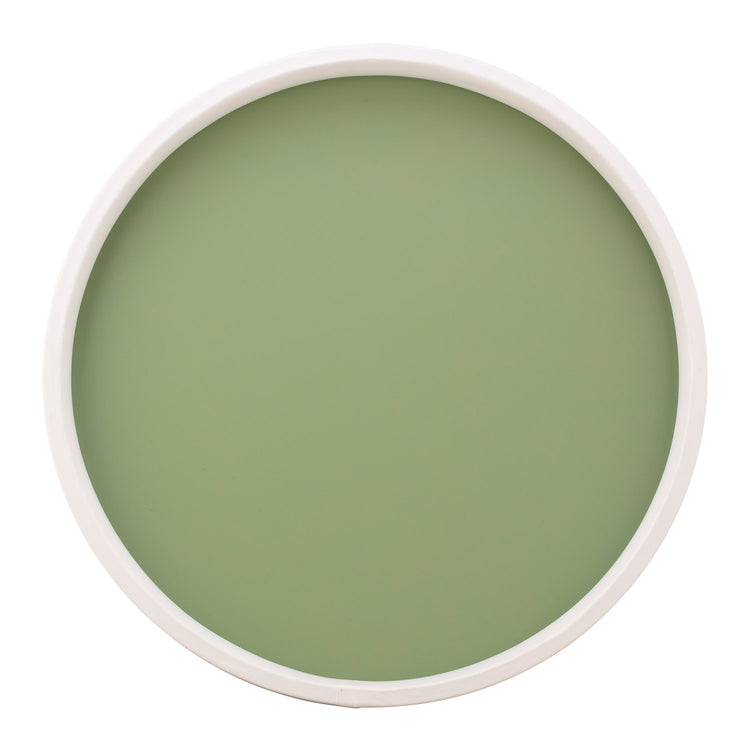 Mist Green with White | Delightful Rainbow 14" Round Serving Tray featuring a white rim, great for serving desserts at birthday parties.