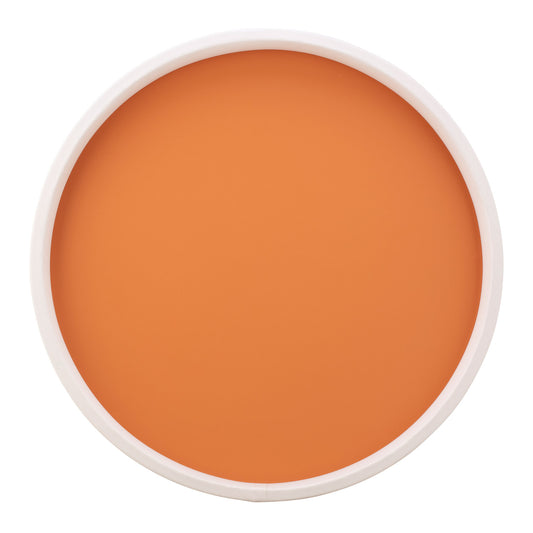 Spice Orange with White | Radiant Rainbow 14" Round Serving Tray with a sophisticated white border, ideal for festive celebrations.