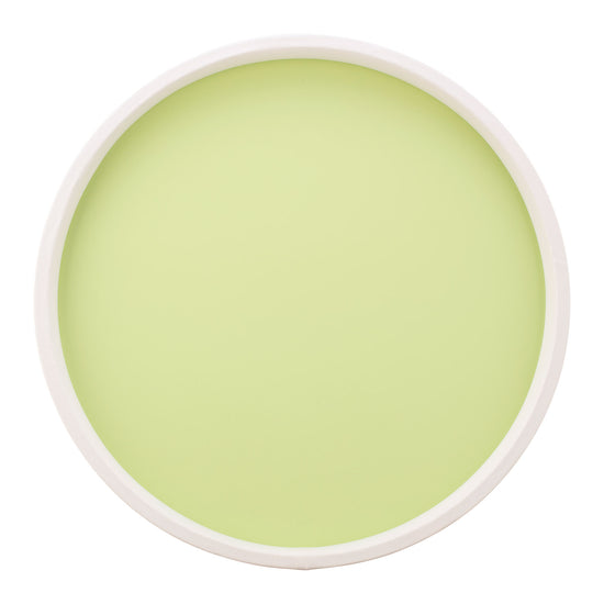 Light Green with White | Colorful Rainbow 14" Round Serving Tray with a bright white edge, designed to elevate any food presentation.