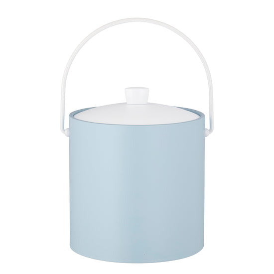 Light Blue with White | Delightful Rainbow 3qt Ice Bucket featuring a practical design with a white bale handle, ideal for summer parties.