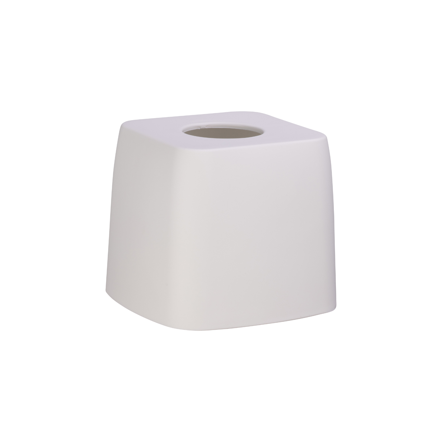 White | Square tissue box cover on a white background.