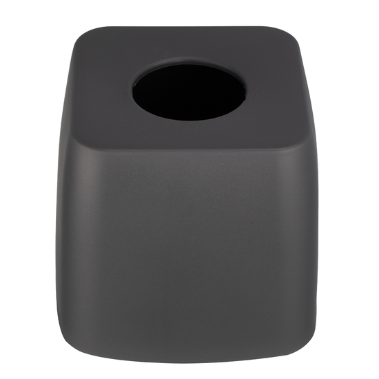 Pewter | Black square tissue box on a white background