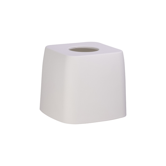 White | Square tissue box cover on a white background.
