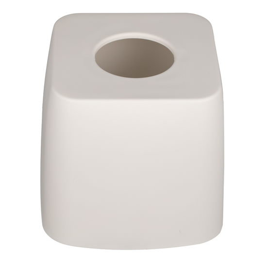 White | square tissue holder on a white background