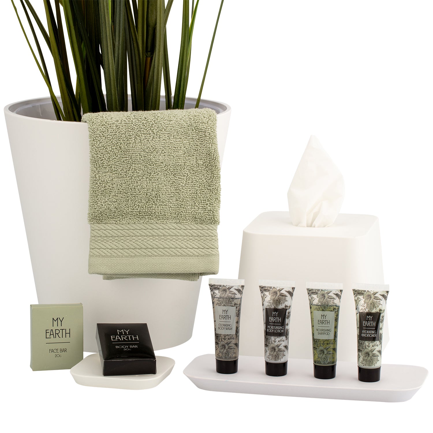 White | Madison Bath Accessories Collection, blending timeless design with functionality for an elevated guest experience.