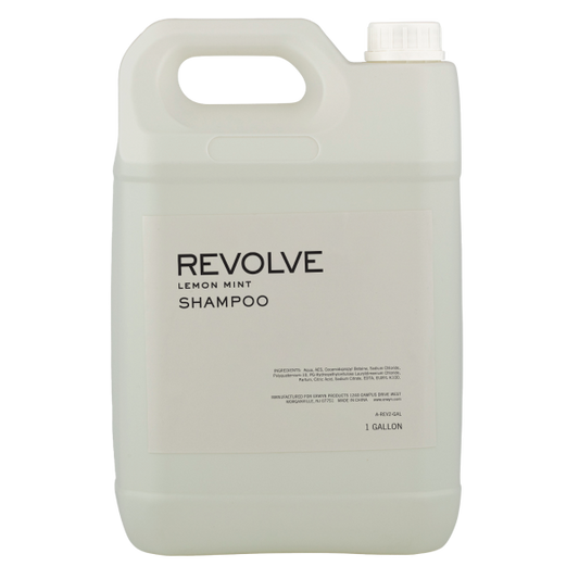 White | Revolve gallon size shampoo bottom on a transparent background.